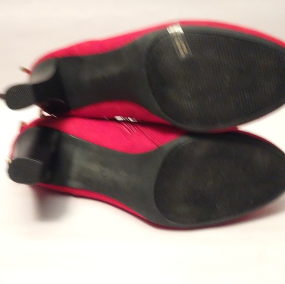 🌺COACH & FOUR Red Suede (Fabric) Slip On Booties Side Zipper Boots Size 10🌺 - Picture 5 of 15